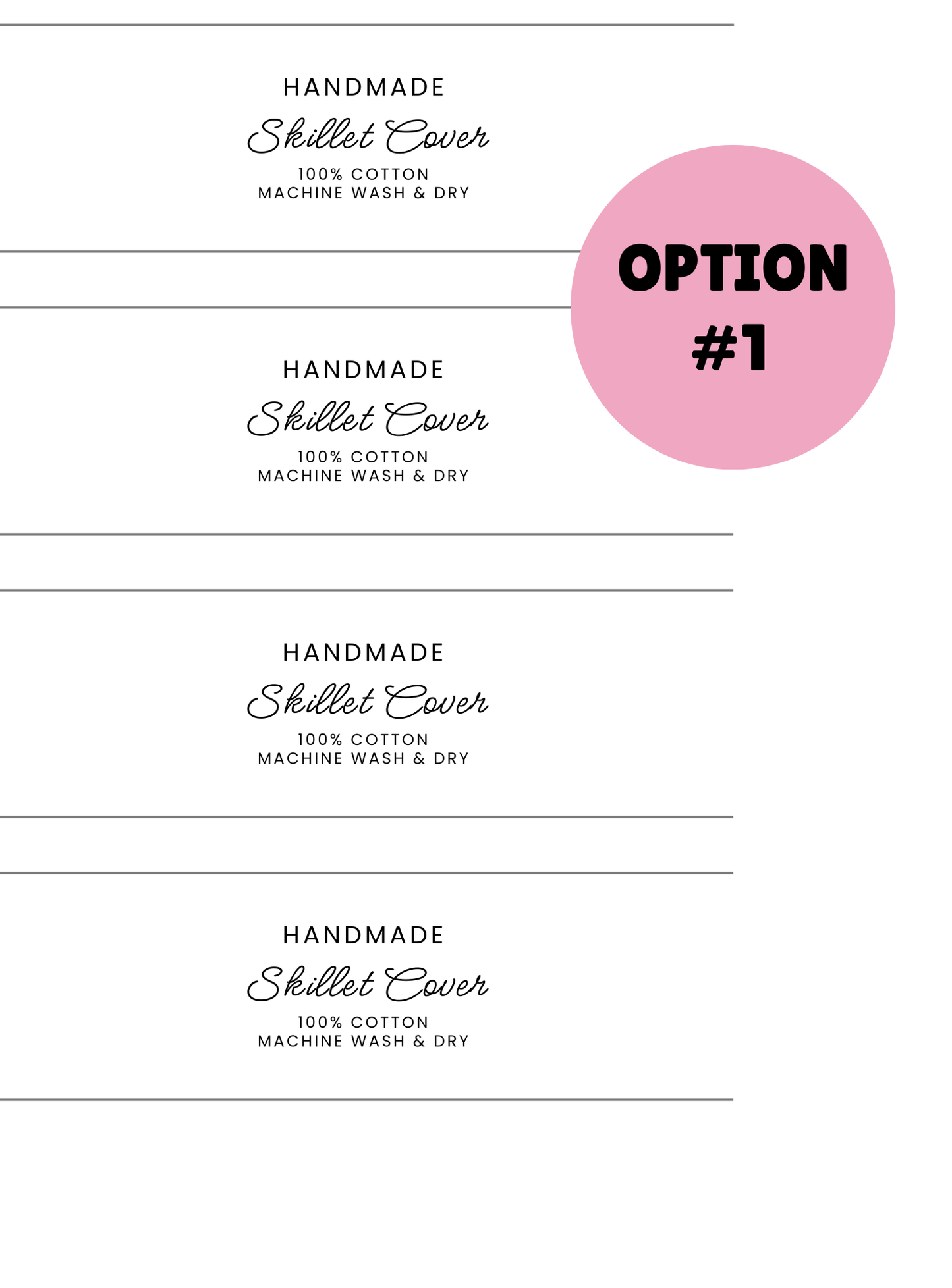 PRINTED LABELS Skillet Handle Cover Wrap Labels