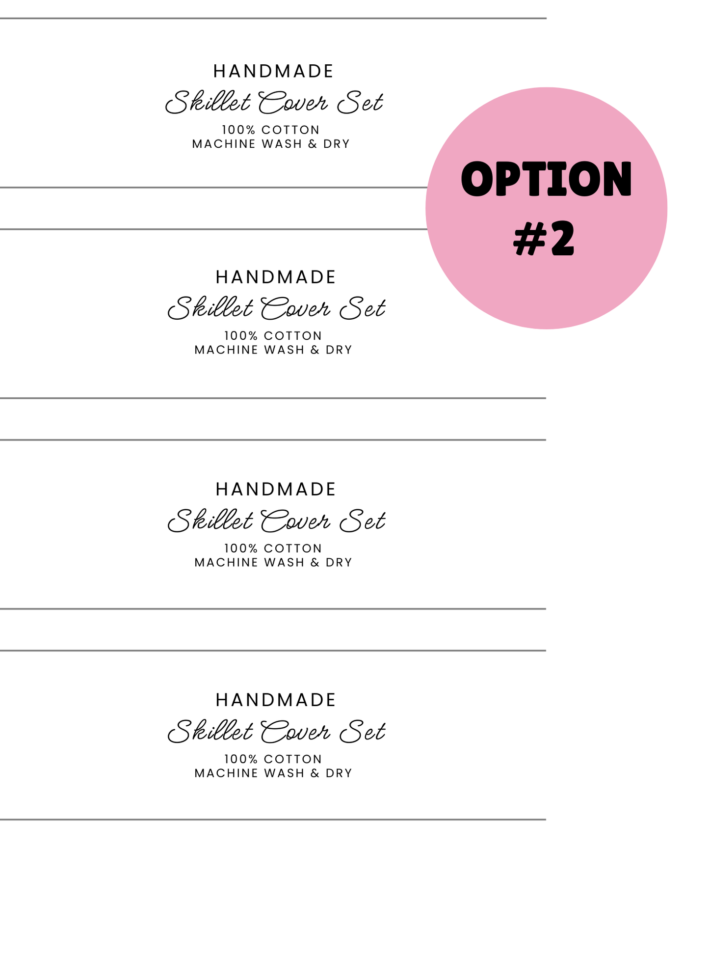 PRINTED LABELS Skillet Handle Cover Wrap Labels