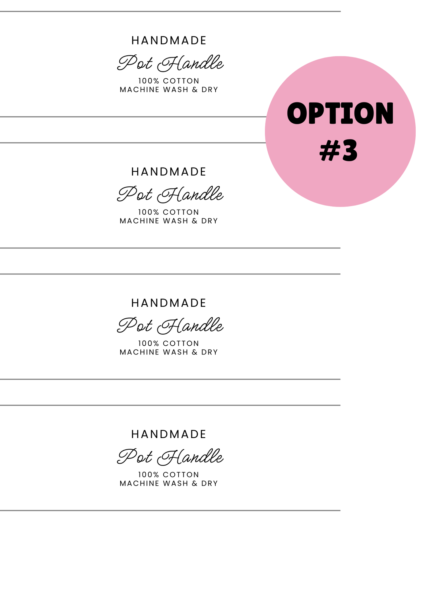 PRINTED LABELS Skillet Handle Cover Wrap Labels