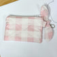 Pink Plaid Bow Keychain Wallet