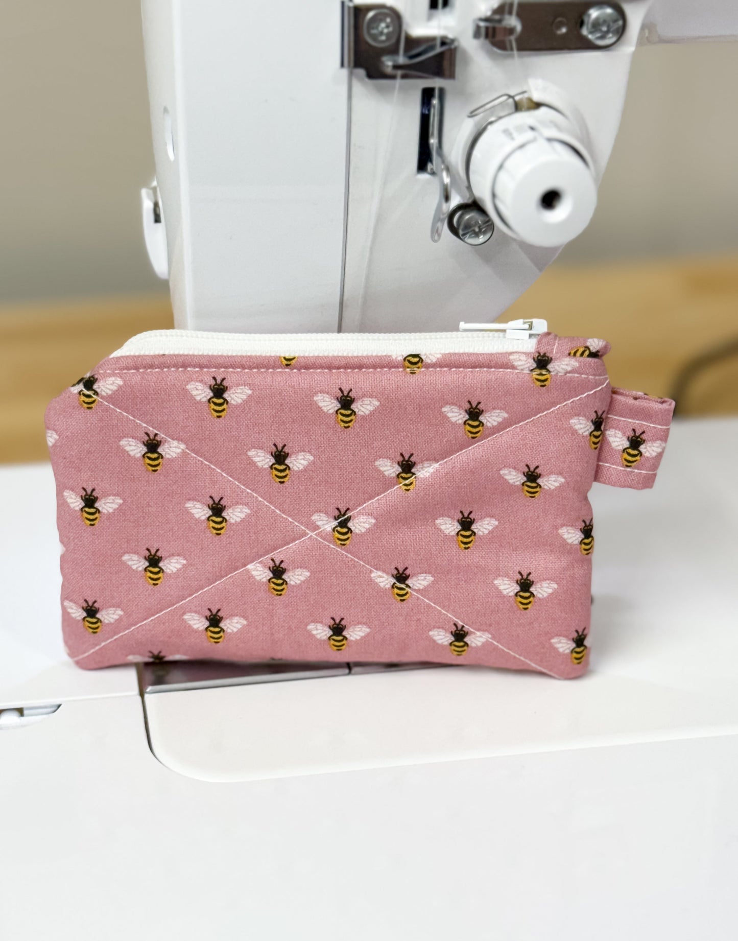 Mauve Bee Mini Wallet Quilted Pouch
