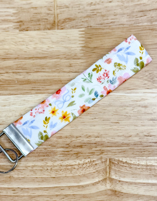 Bow Green Wildflower Quilted Keychain