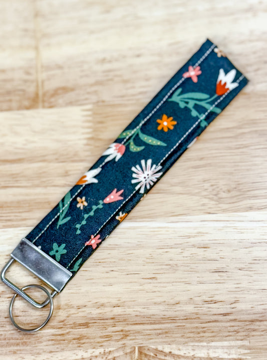 Hunter Green Wildflower Quilted Keychain