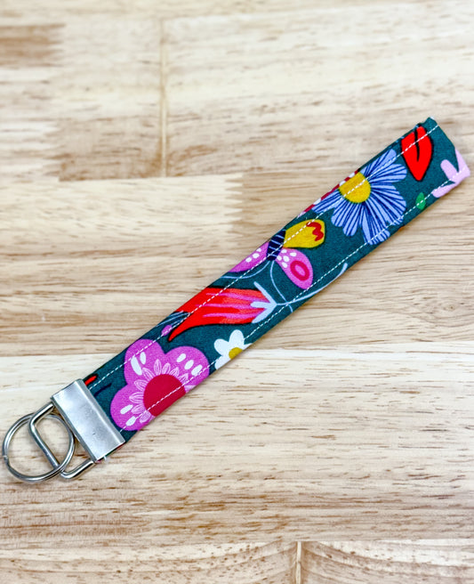 Retro Green Mushroom Quilted Keychain