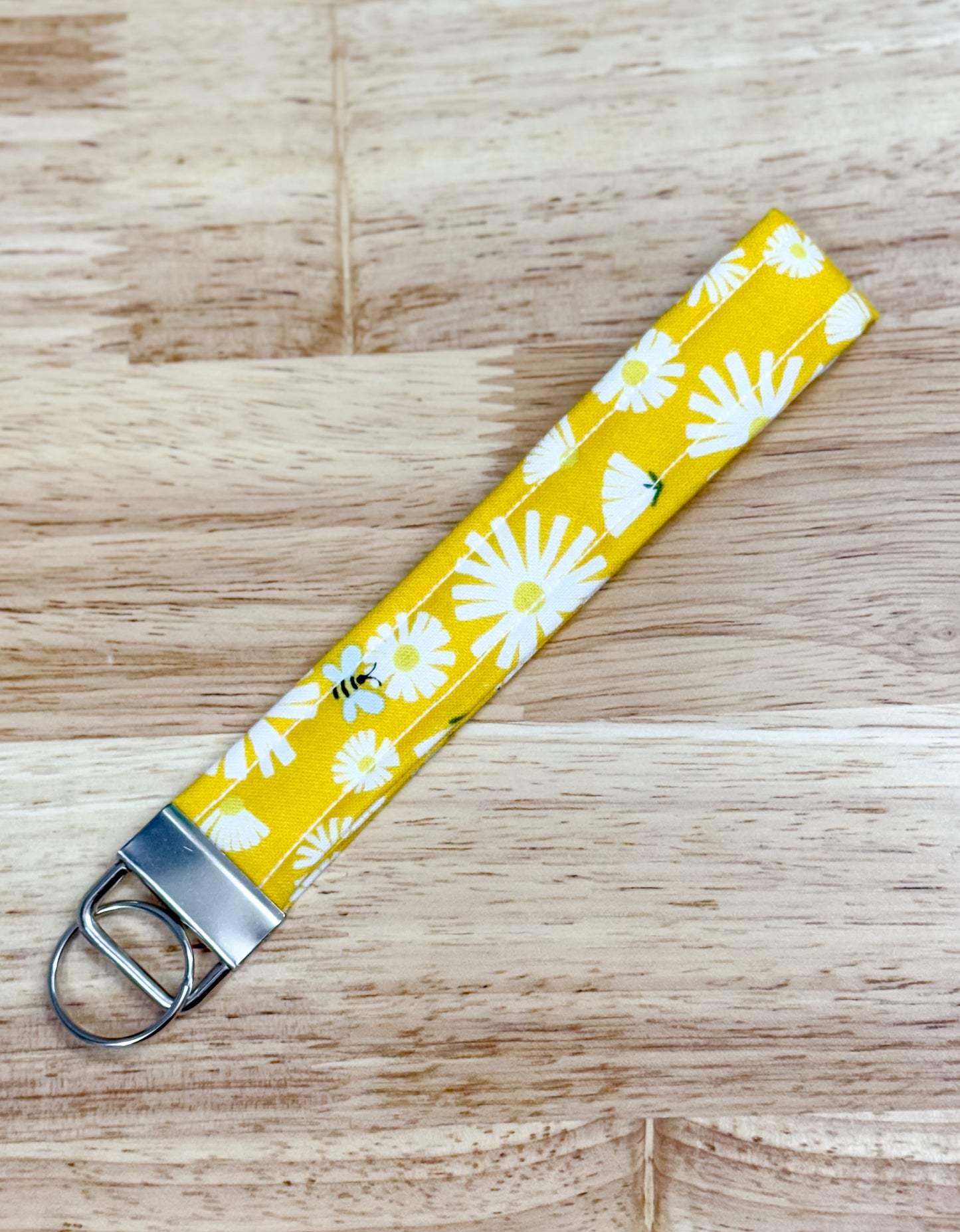 Yellow Bee Quilted Keychain