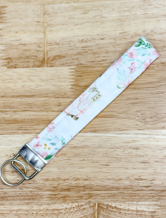 Pink Cowboy Boots Quilted Keychain