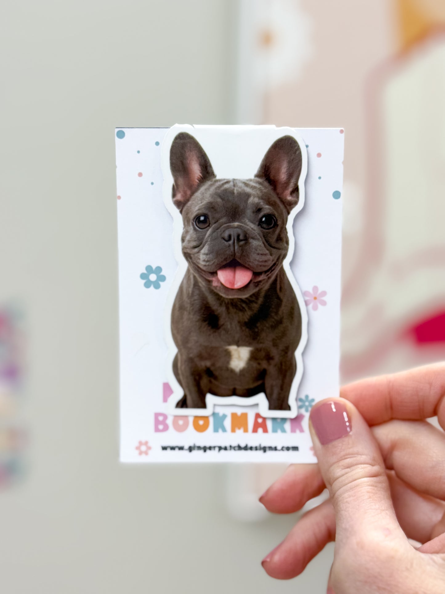 Gray Frenchie Magnetic Bookmark