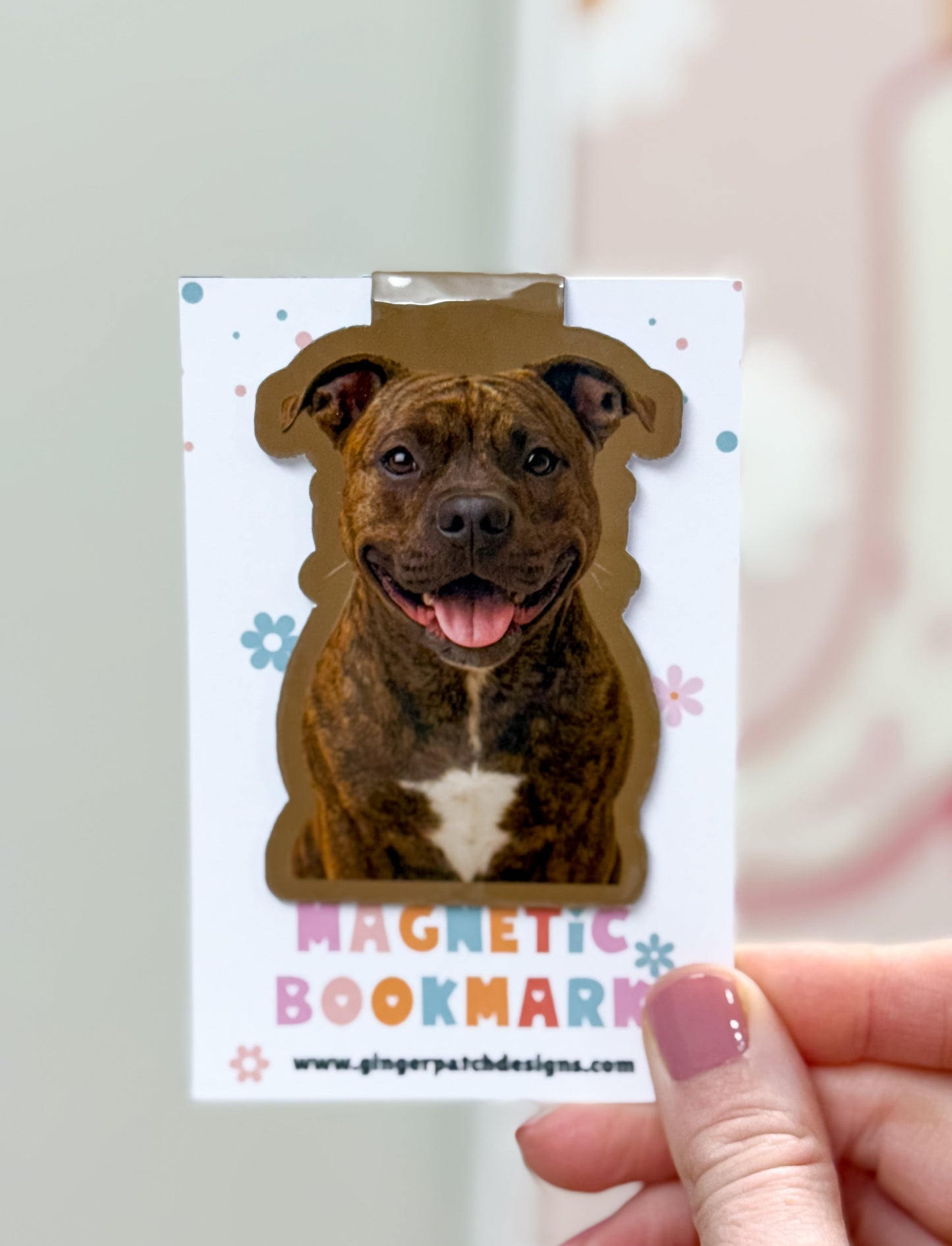 Brindle Pit Bull Magnetic Bookmark