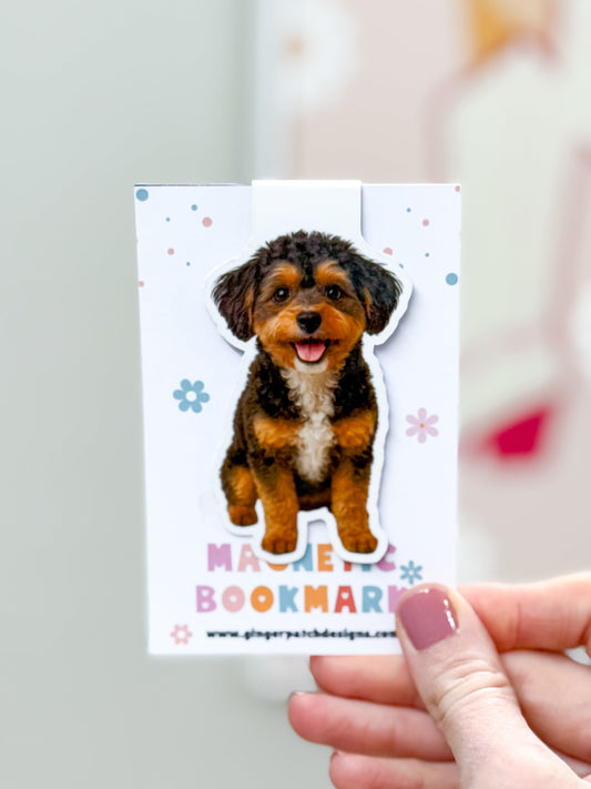 Black Brown Maltipoo Magnetic Bookmark