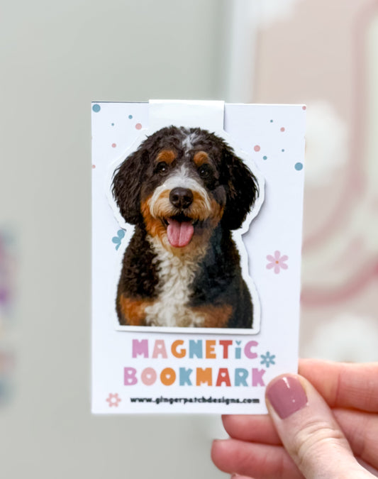 Tricolor Bernedoodle Magnetic Bookmark