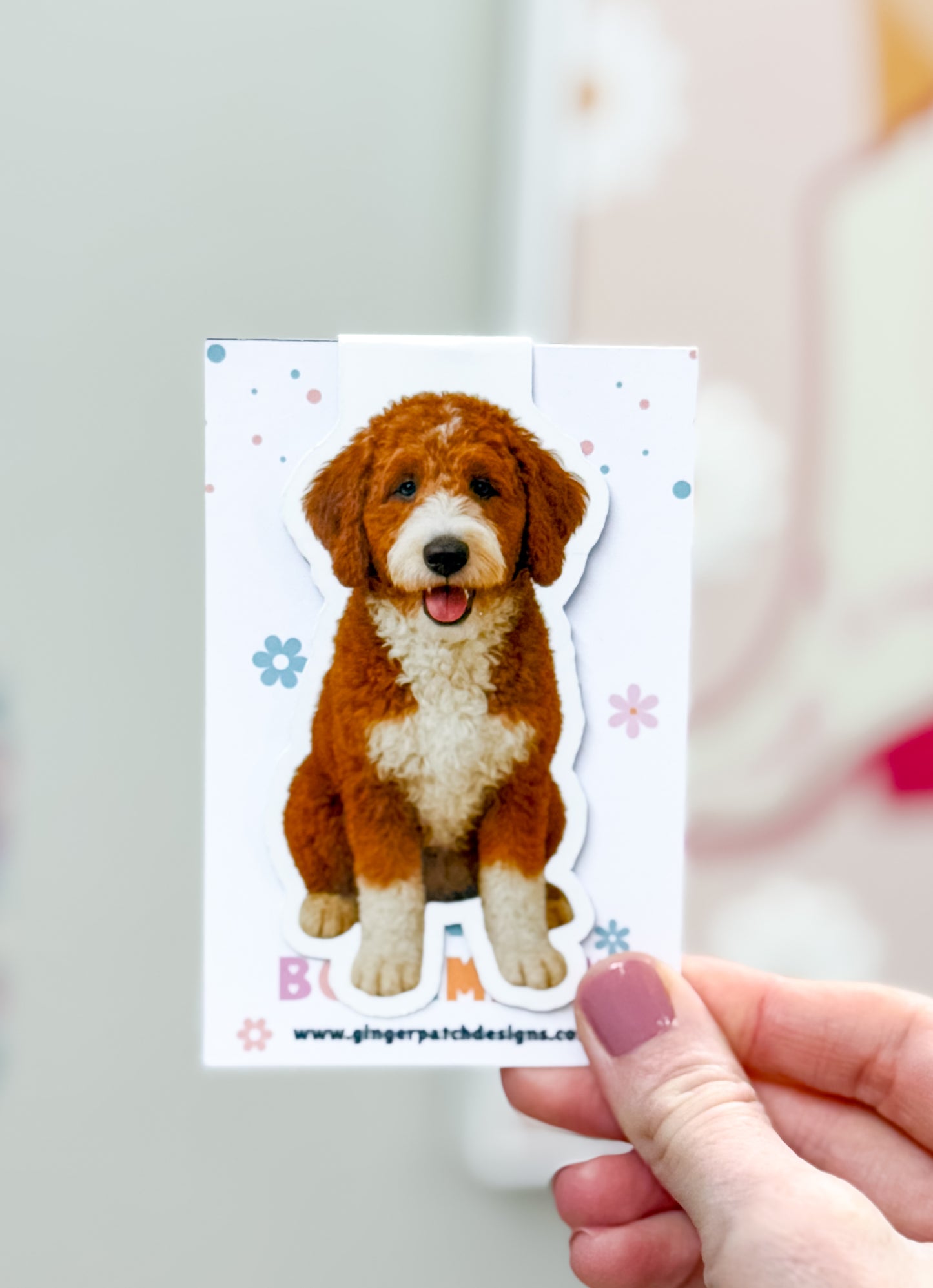 Red Bernedoodle Magnetic Bookmark