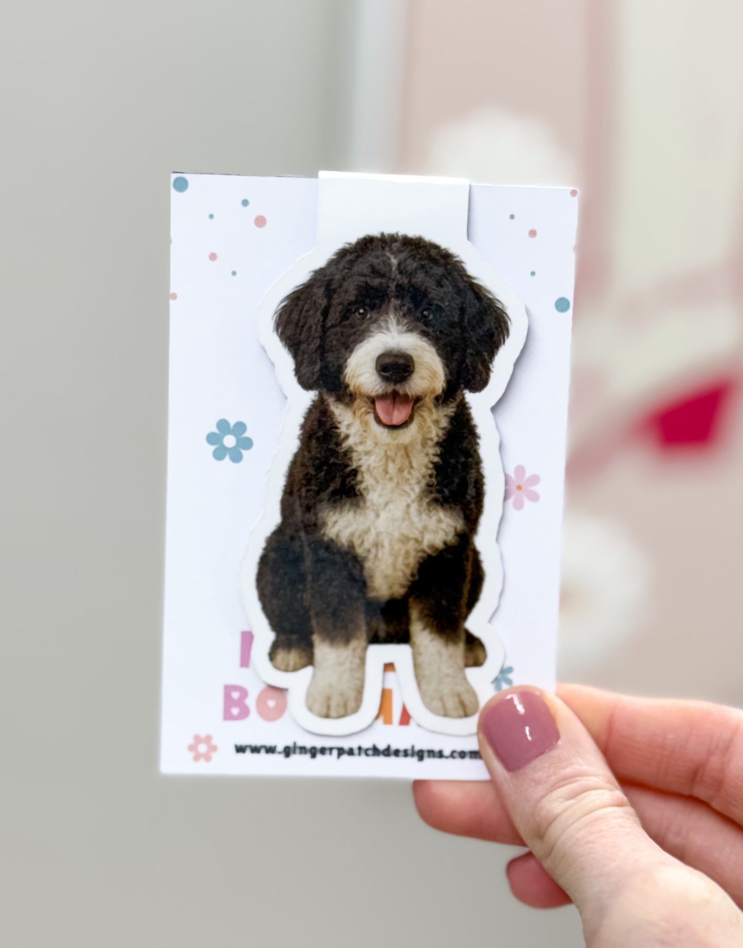 Black & White Bernedoodle Magnetic Bookmark