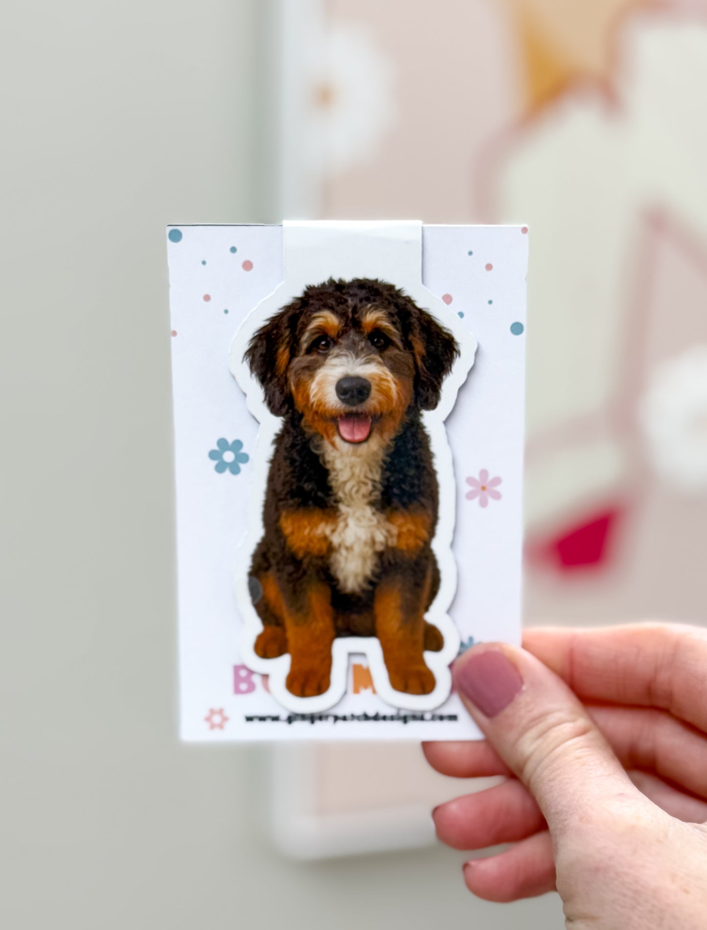 Brown Black Bernedoodle Magnetic Bookmark