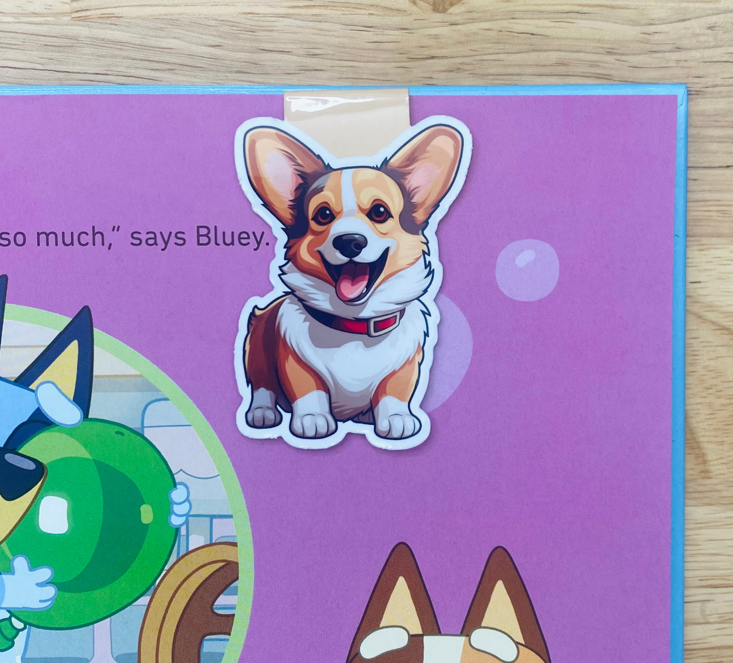 Smiling Corgi Magnetic Bookmark, Dog Bookmarks