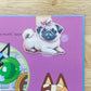 Pug with Bow Magnetic Bookmark, Dog Bookmarks