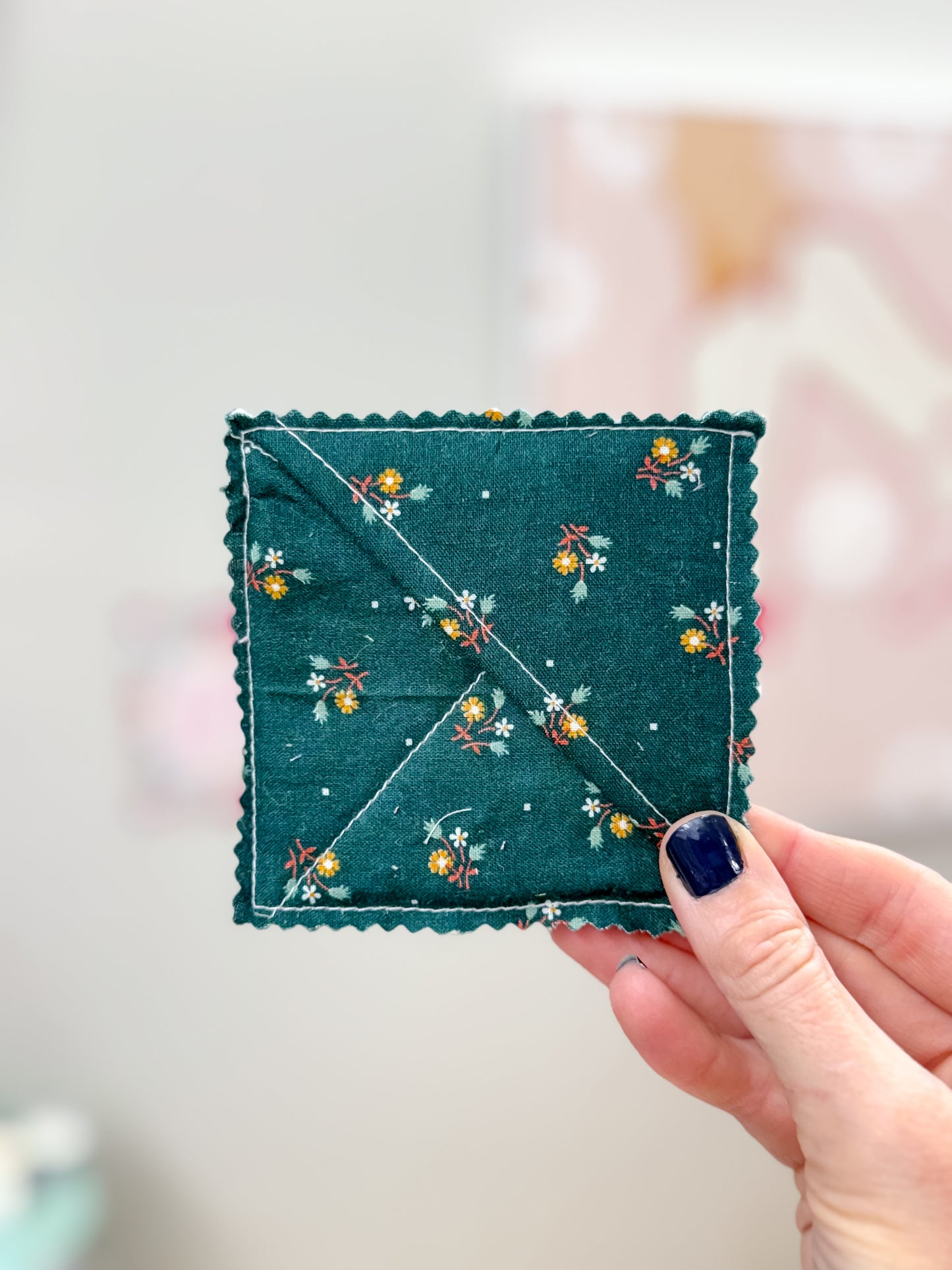 Hunter Green Floral Raw Edge Corner Bookmarks