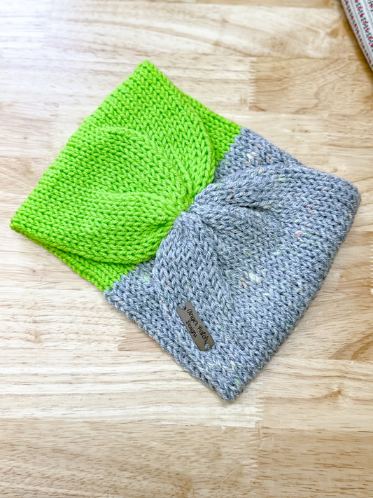 Neon Green & Gray Knit Earwarmer