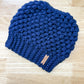 Navy Blue Crochet Bun Beanie