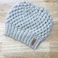 Ivory Linen Crochet Bun Beanie