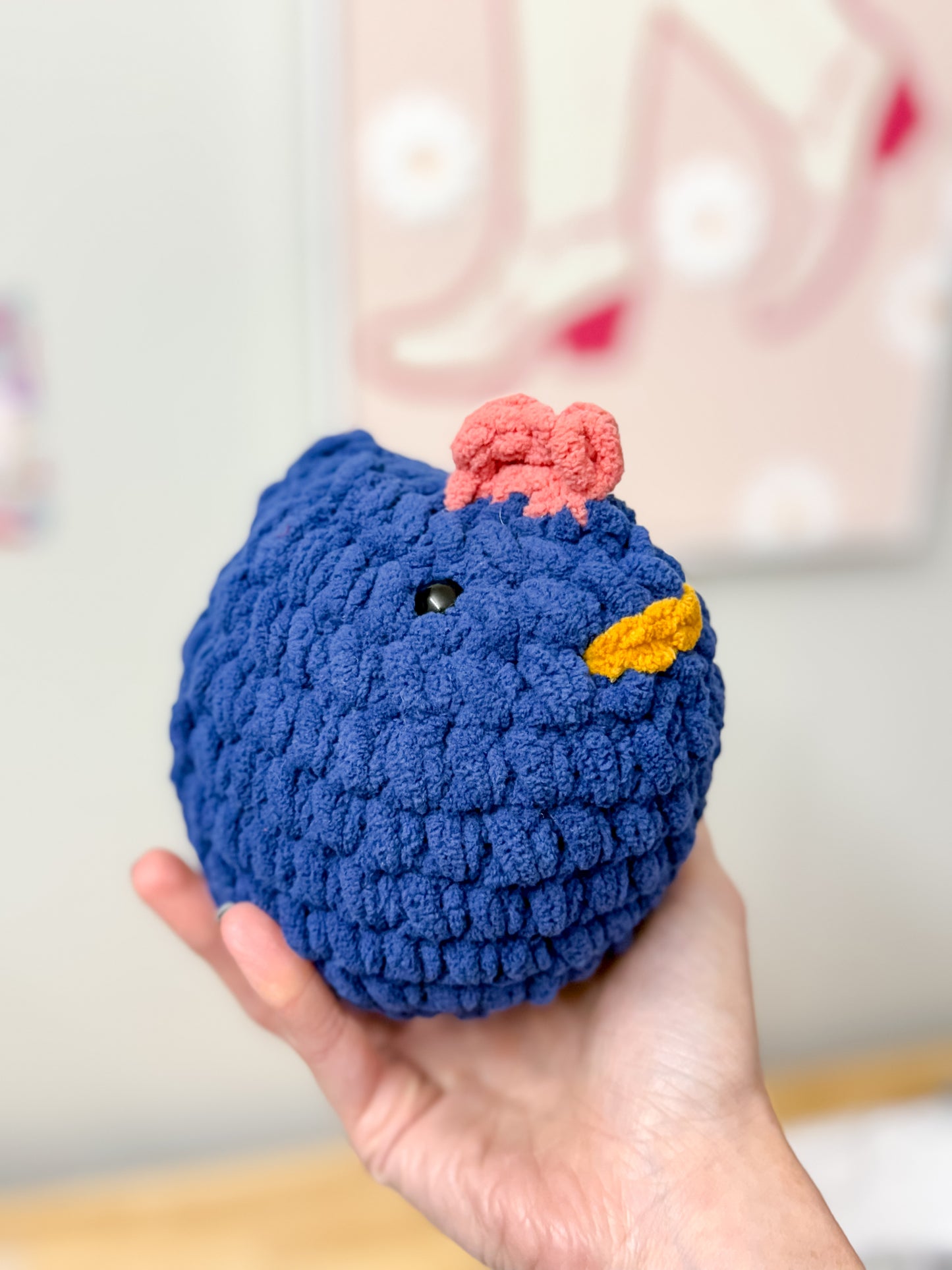 Navy Blue Chubby Chicken Crochet Plushie