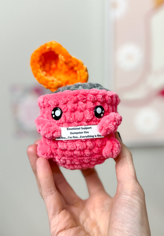 Pink Dumpster Fire Crochet Plushie