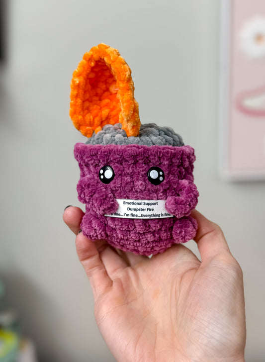 Dark Purple Dumpster Fire Crochet Plushie