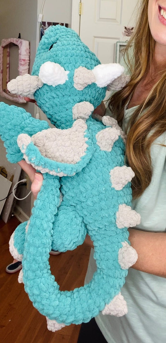 Teal Blue and Gray Dragon Plushie