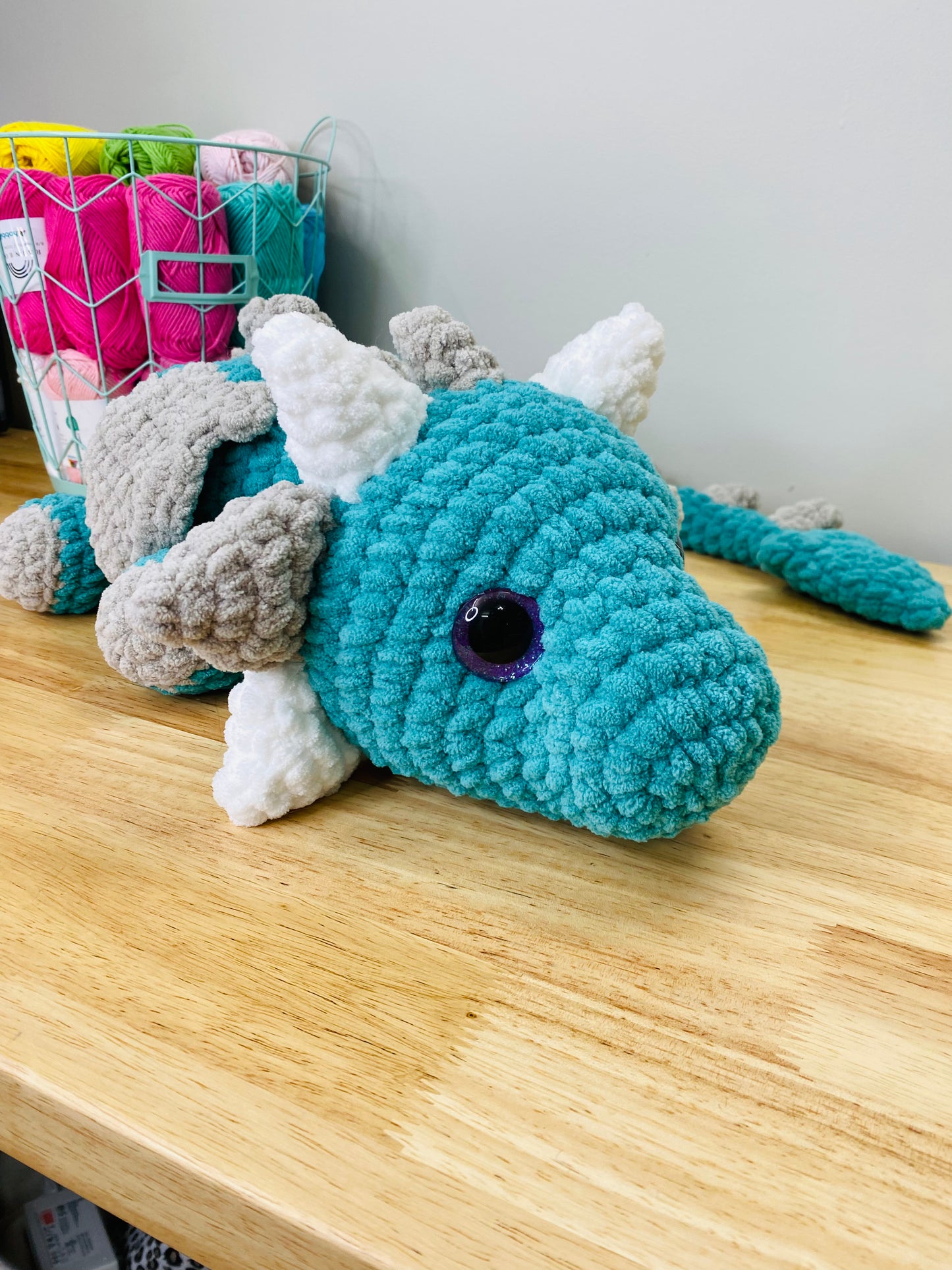 Teal Blue and Gray Dragon Plushie