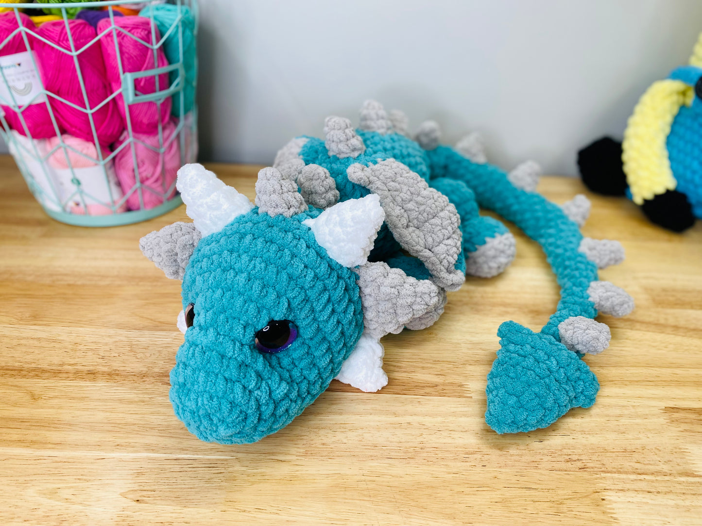 Teal Blue and Gray Dragon Plushie