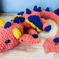 Orange, Navy, & Mustard Crochet Dragon