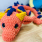 Orange, Navy, & Mustard Crochet Dragon