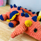 Orange, Navy, & Mustard Crochet Dragon