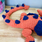 Orange, Navy, & Mustard Crochet Dragon