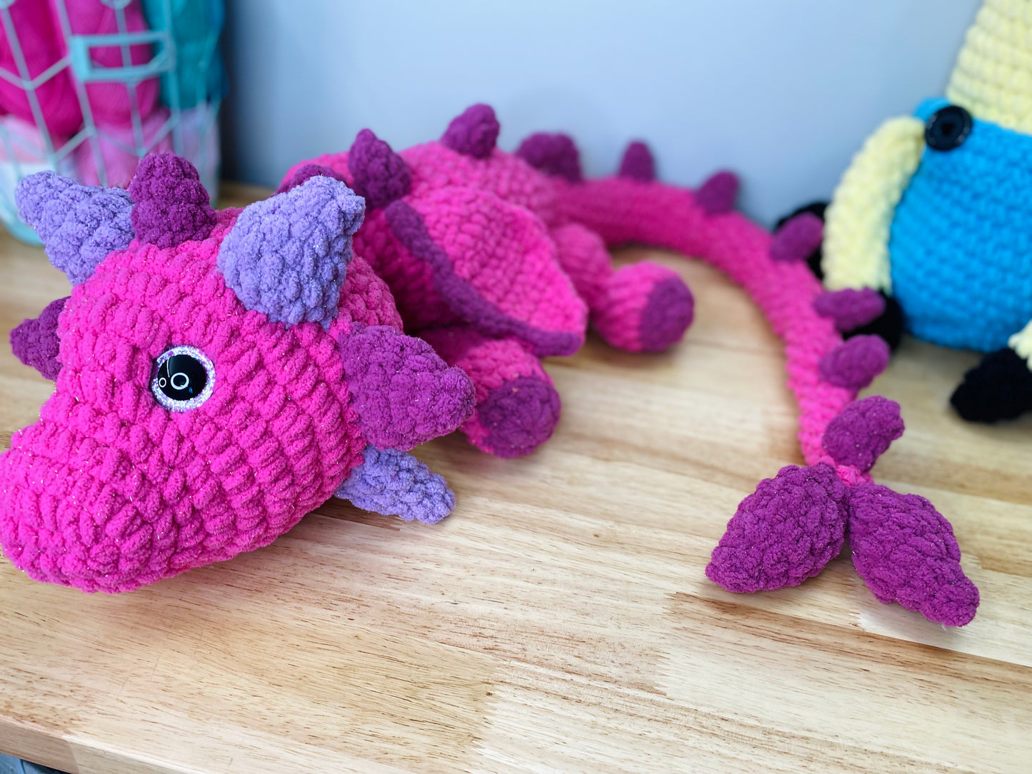 Jumbo Pink & Purple Sparkle Dragon Plushie