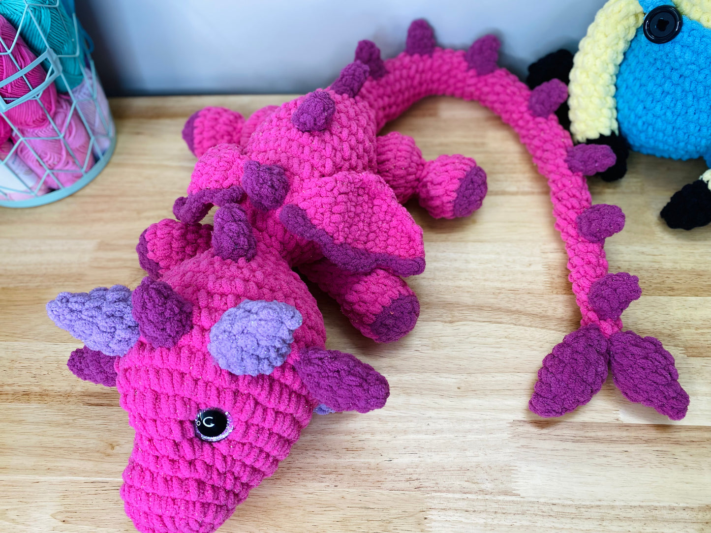 Jumbo Pink & Purple Sparkle Dragon Plushie