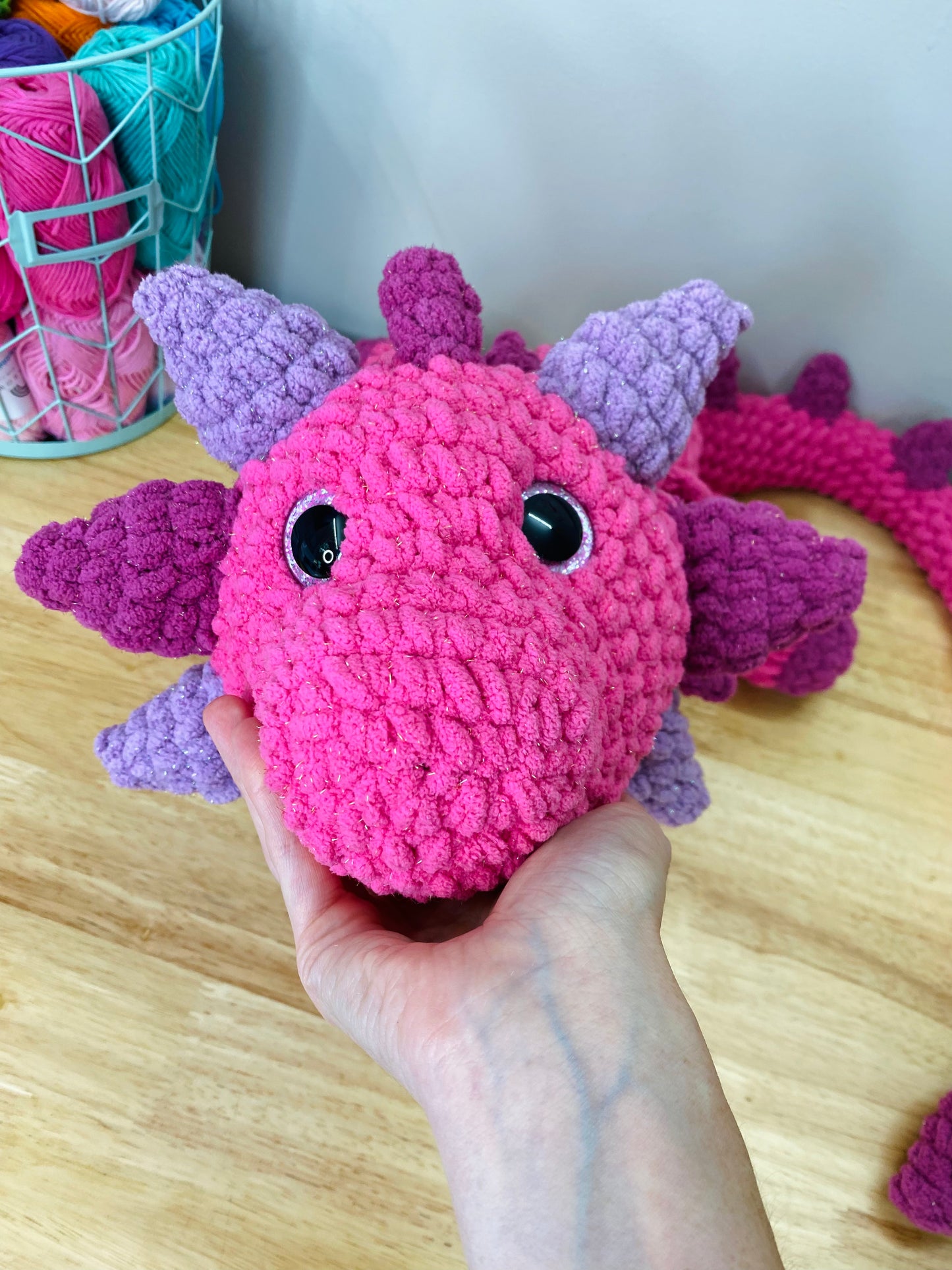 Jumbo Pink & Purple Sparkle Dragon Plushie