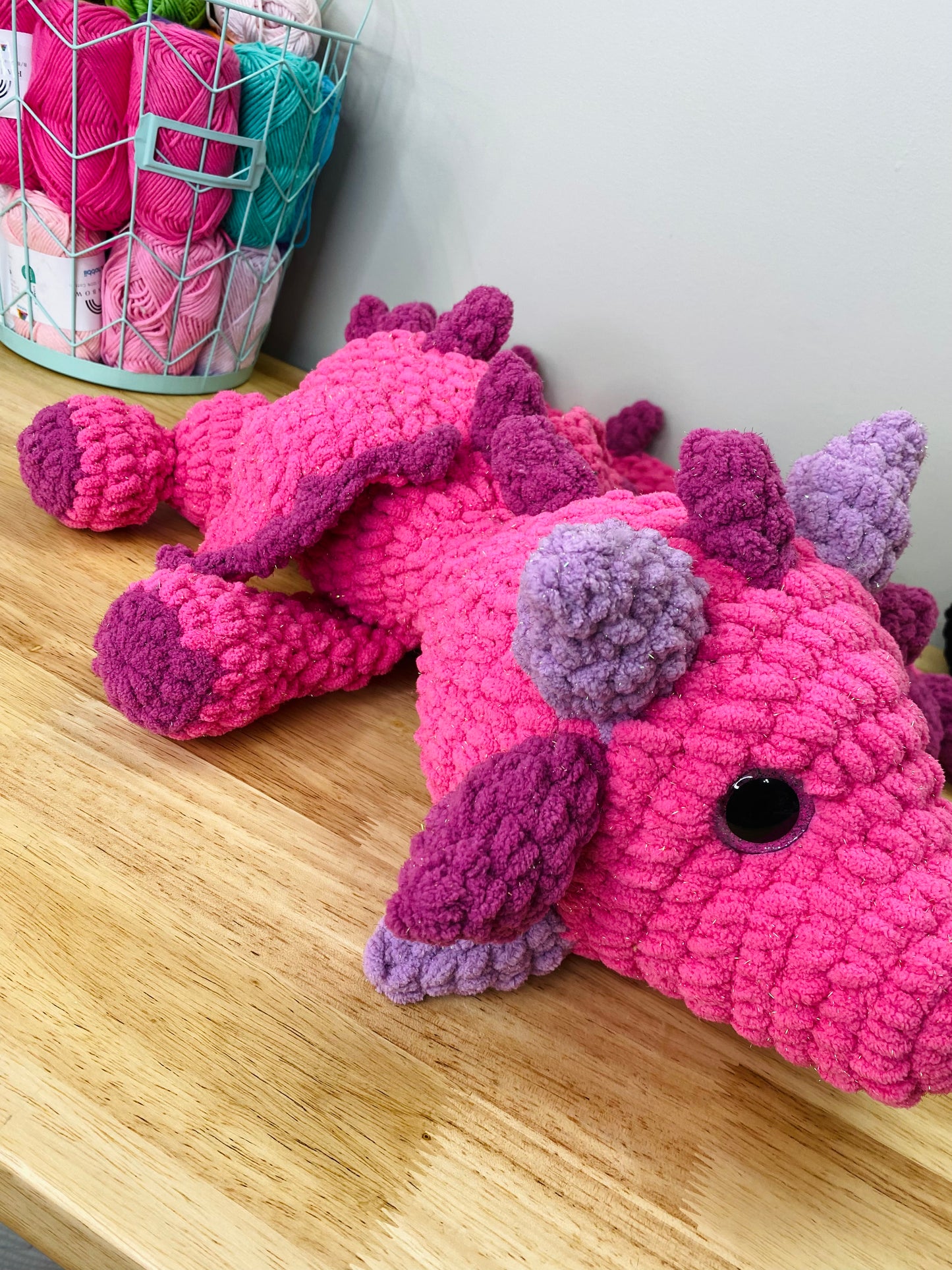 Jumbo Pink & Purple Sparkle Dragon Plushie