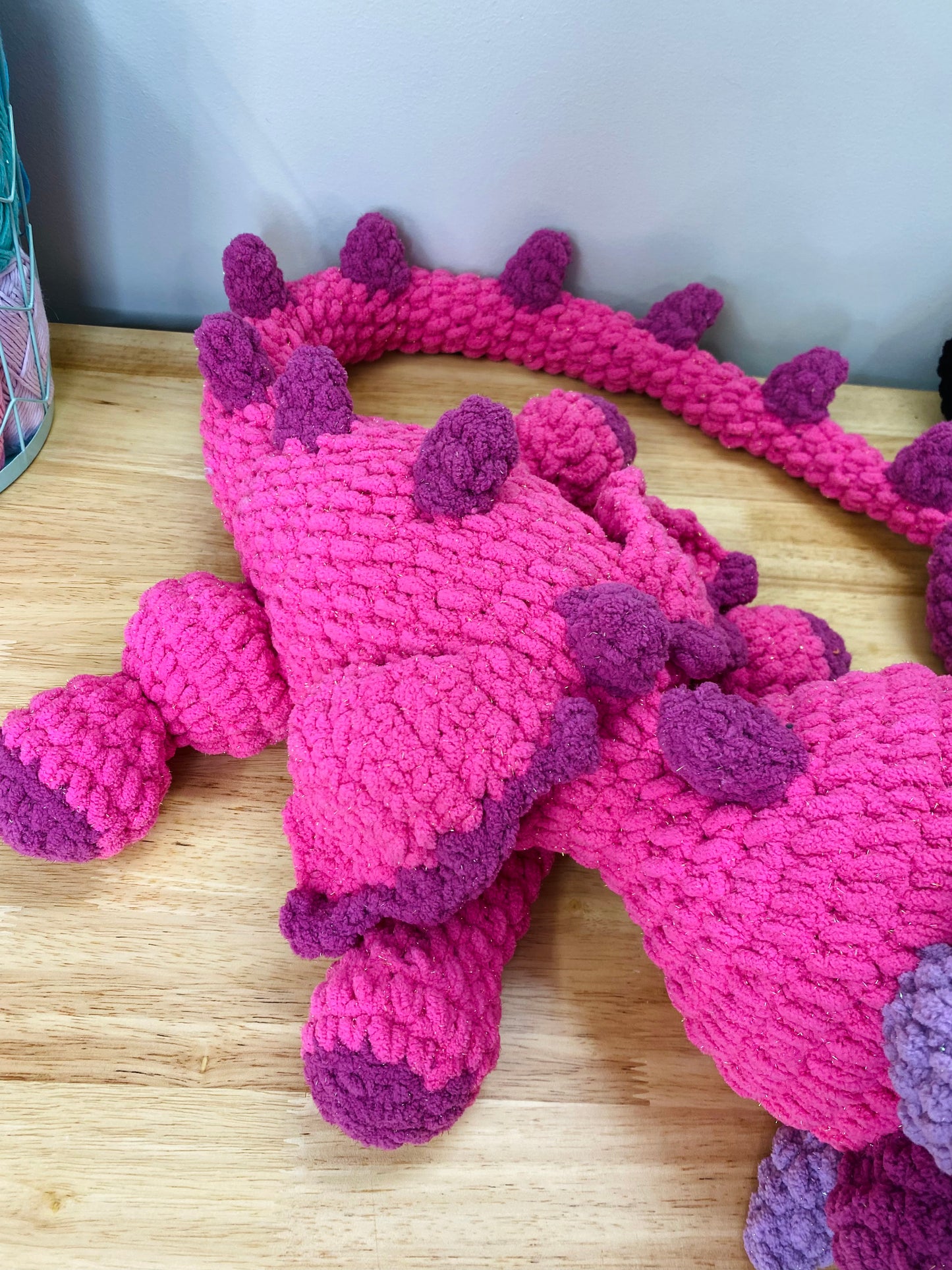 Jumbo Pink & Purple Sparkle Dragon Plushie