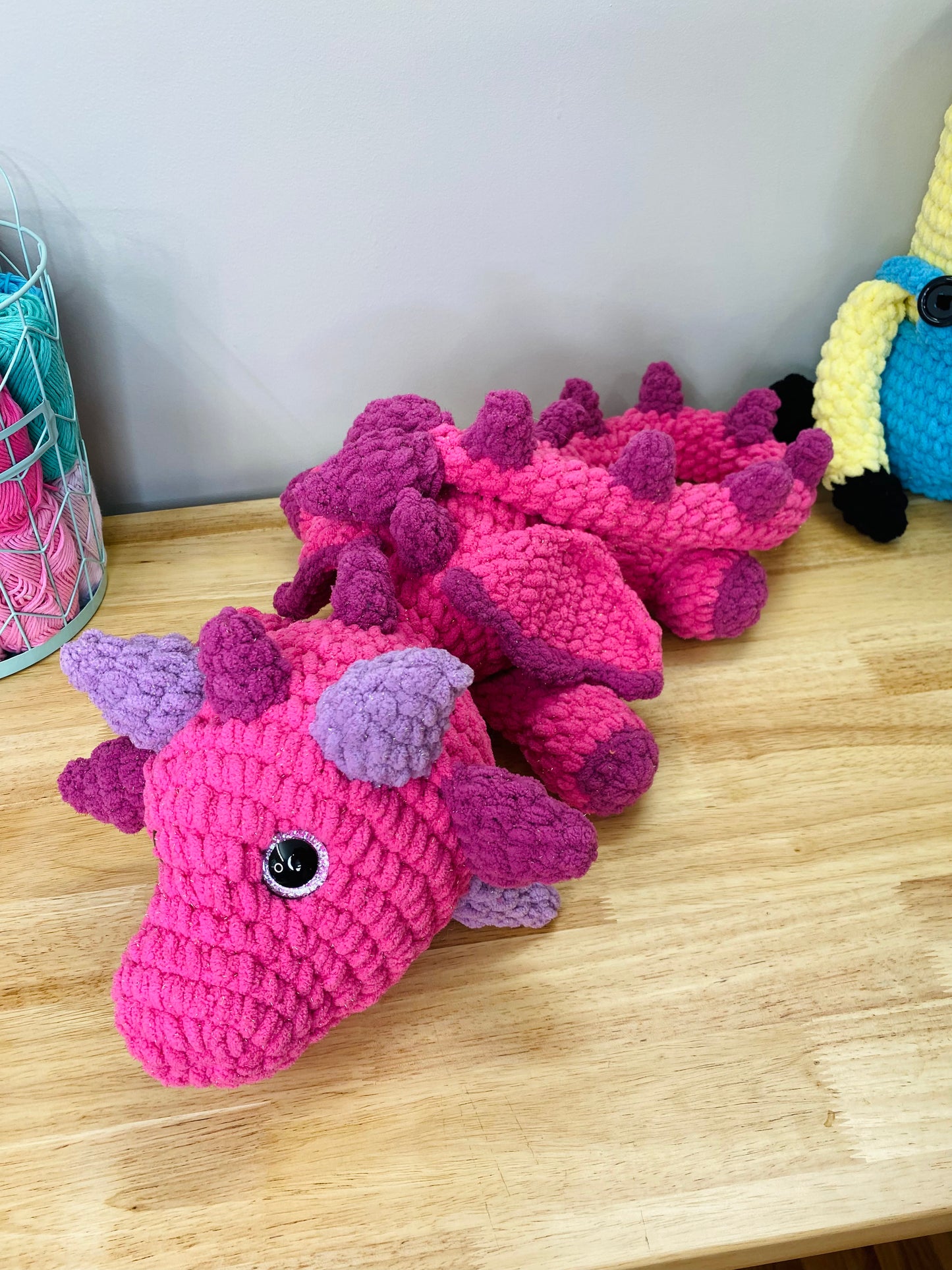 Jumbo Pink & Purple Sparkle Dragon Plushie