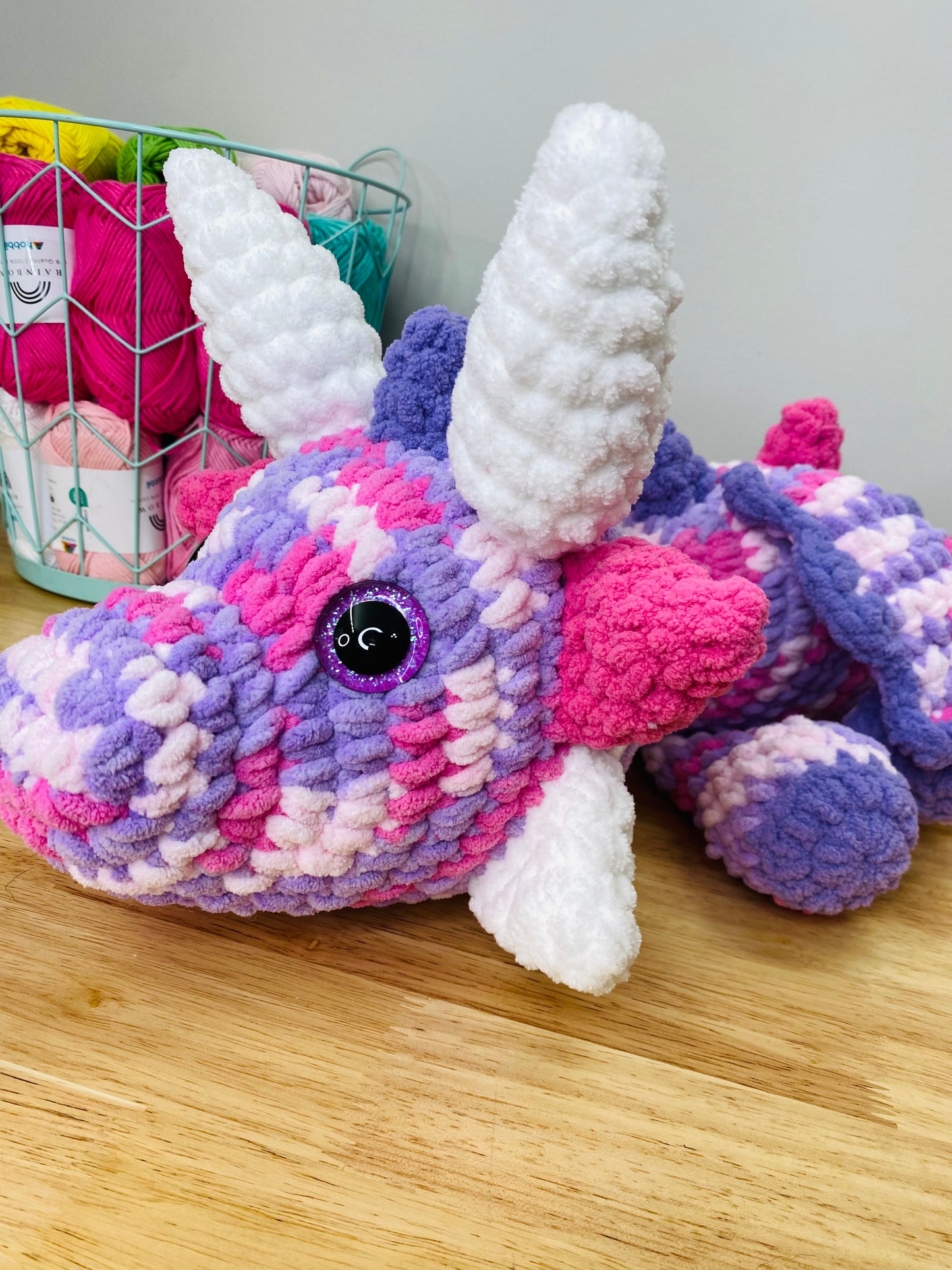 Barbie Pink & Purple Crochet Dragon Plushie