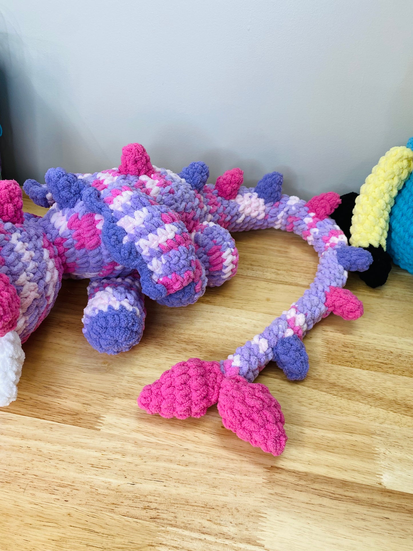 Barbie Pink & Purple Crochet Dragon Plushie