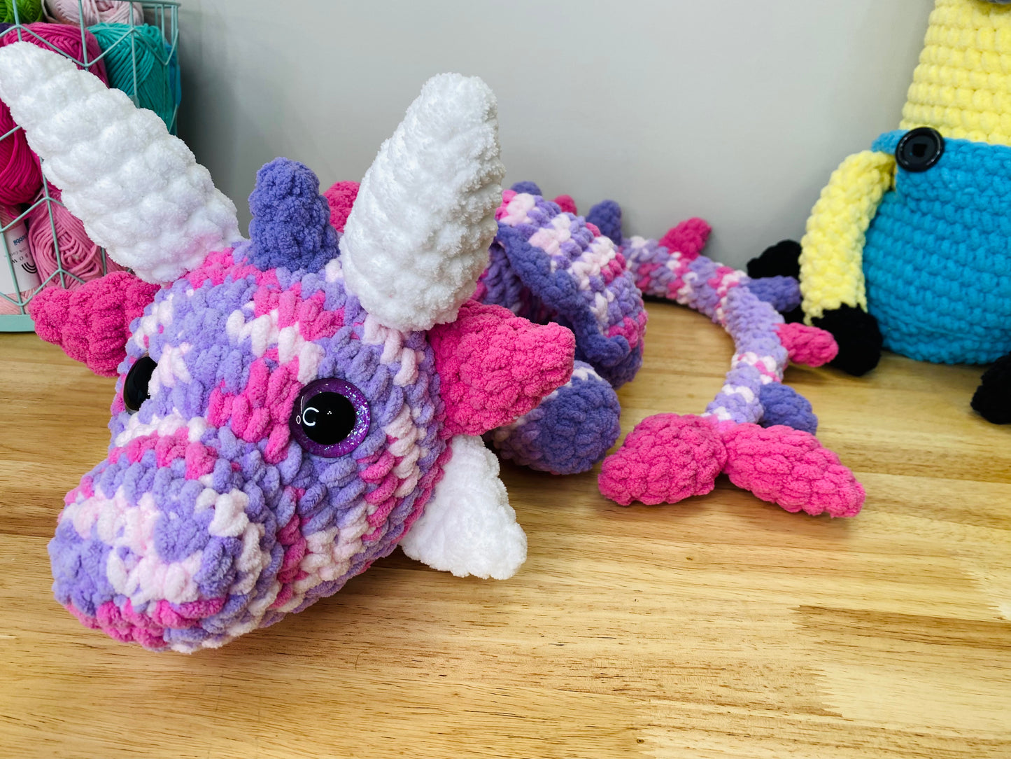 Barbie Pink & Purple Crochet Dragon Plushie