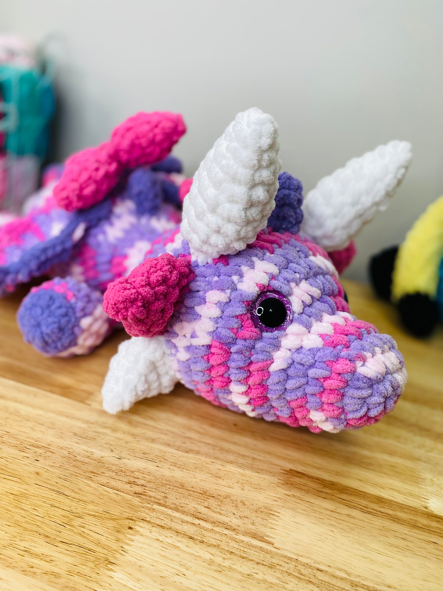 Barbie Pink & Purple Crochet Dragon Plushie