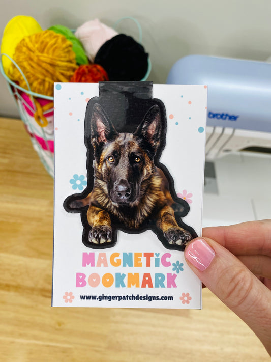 Black German Shepherd Magnetic Bookmark