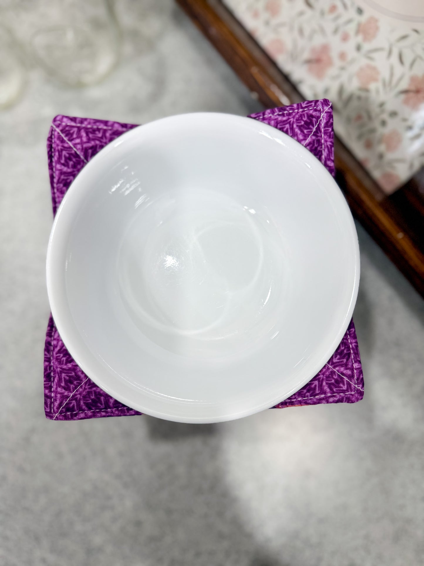 Purple Butterfly Reversible Fabric Bowl Cozy 8"