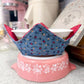 blue fabric bowl cozy with red roses vintage fabric