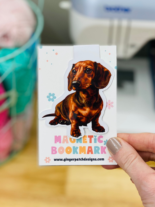 Red Dachshund Magnetic Bookmark