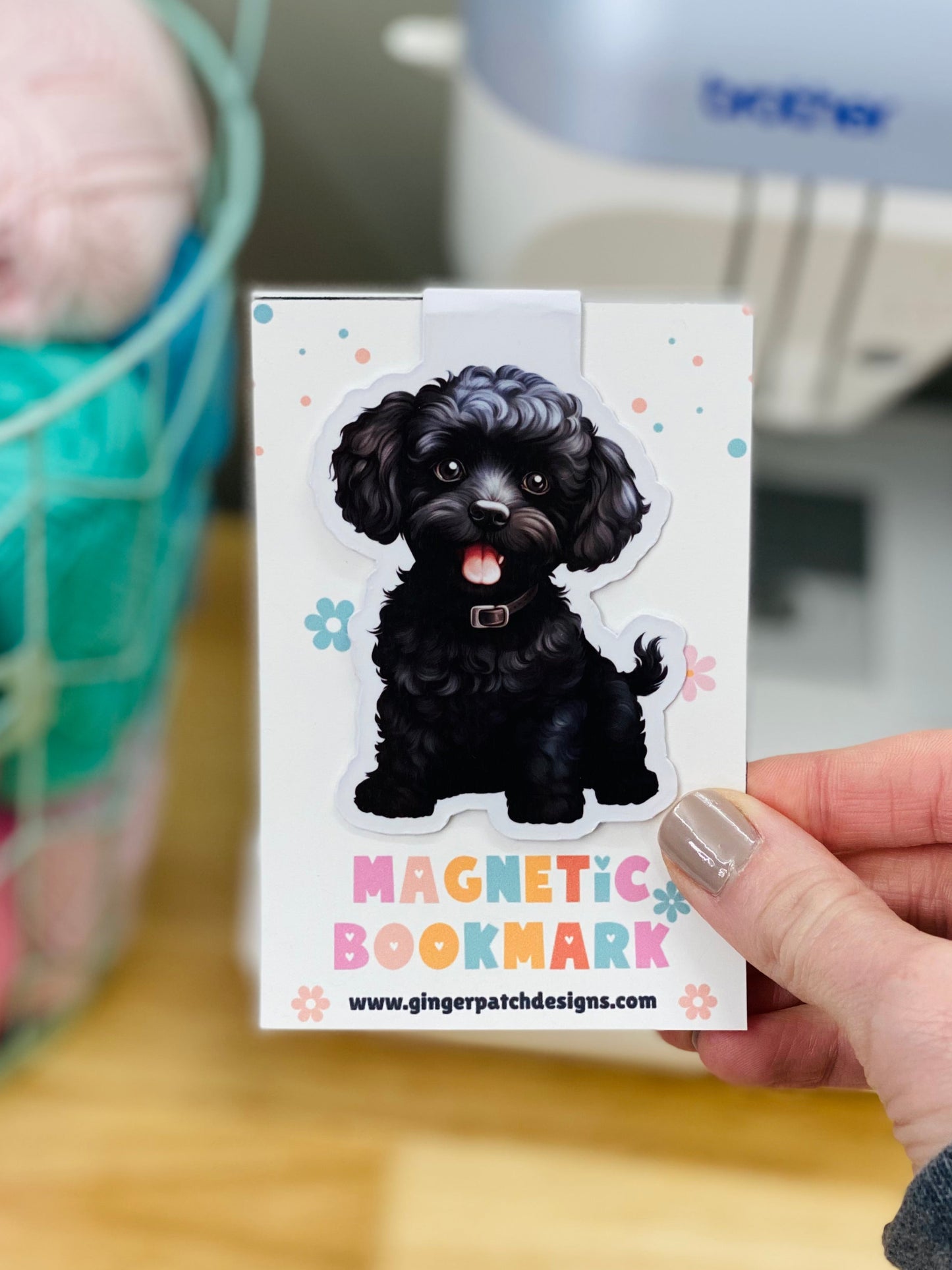 Black Poodle Magnetic Bookmark