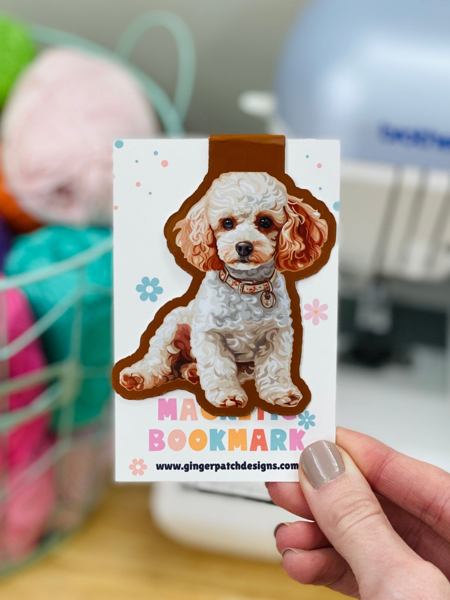 Cream Poodle Magnetic Bookmark