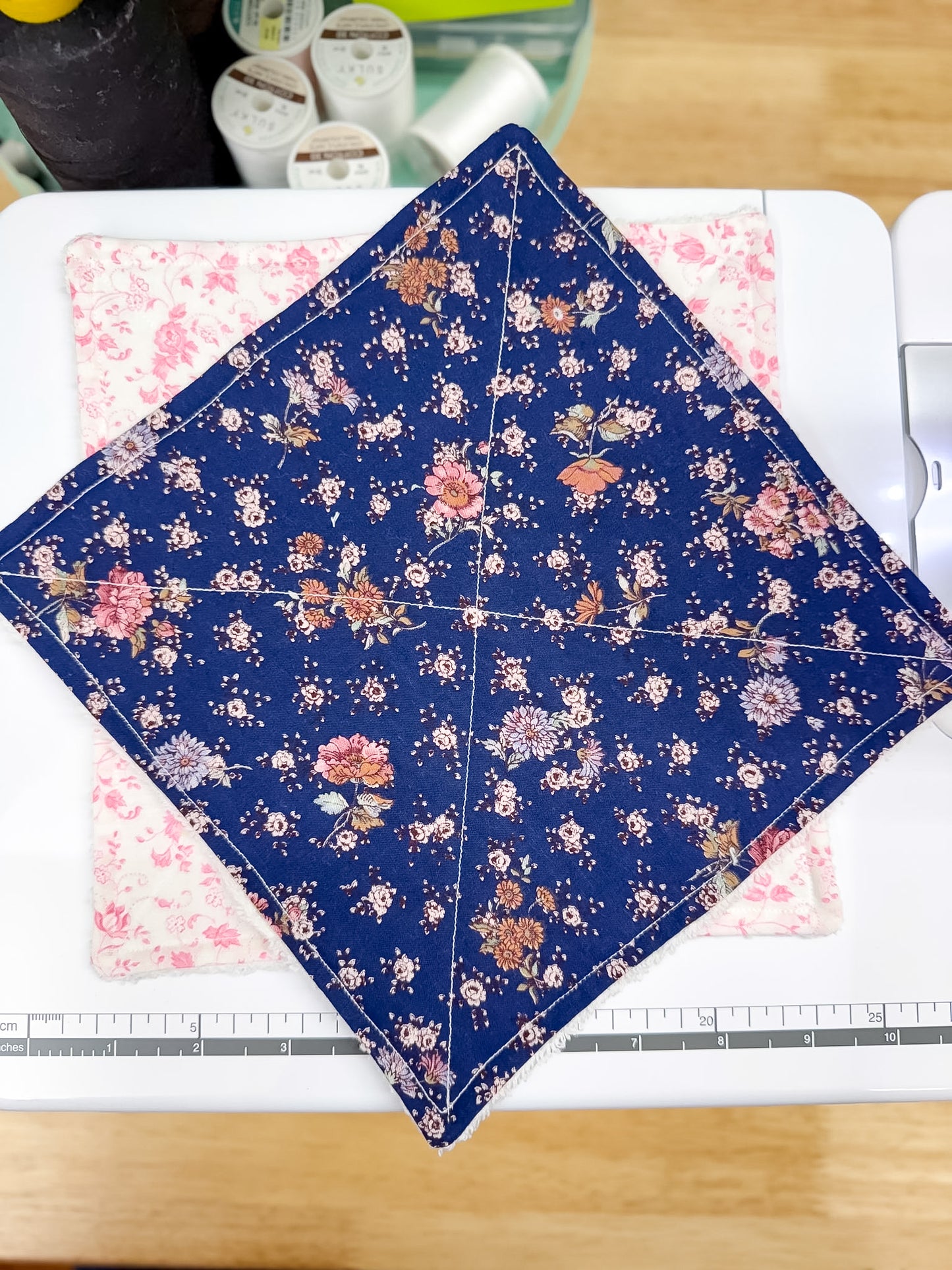 2-Pack Terry Cotton Dish Cloth Navy/Pink Floral